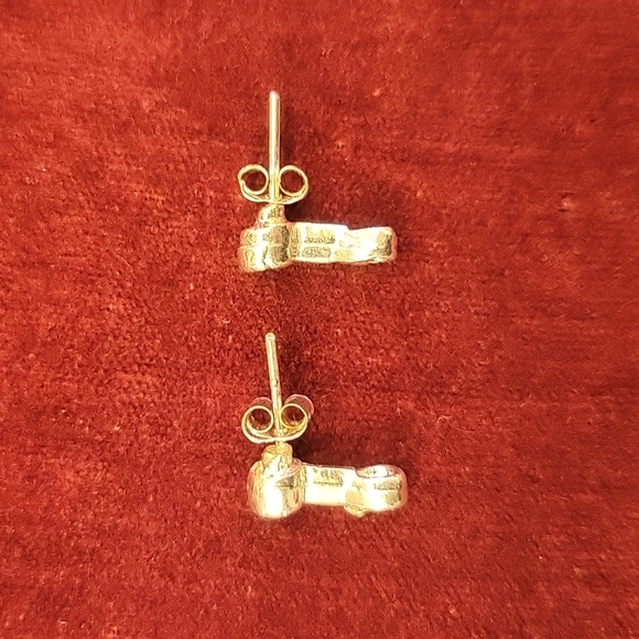 Eastern Indian Silver & Clear Glass Stone Necklace & Pierced Earring Set. - Picture 8 of 15